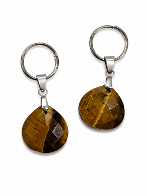 Colgante Ojo de Tigre Gota Plana Facetada 15x16mm (Unidad)
