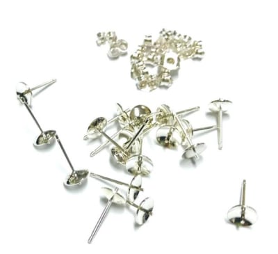 Casquillas Aro Plata Copa 7-8mm y Tuercas (Par)1