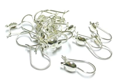 Base Aros Plata Gancho Media Bolita (Par)