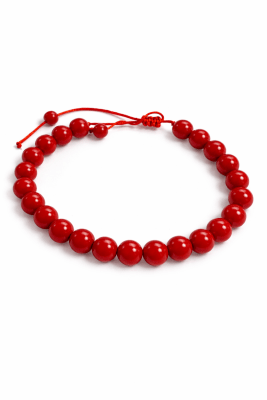 Pulsera Agata Roja Natural Con Hilo 8mm (Unidad)