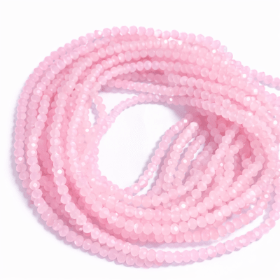 Cristal Rosa Opaco Rondelle 4x3mm Extra Largo (Tira)