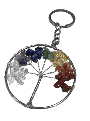 Llavero Metal con Árbolde la Vida 7 Chackras (Unidad)