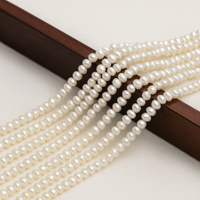 Perla Natural Botón 5-6mm Crema (Tira)1