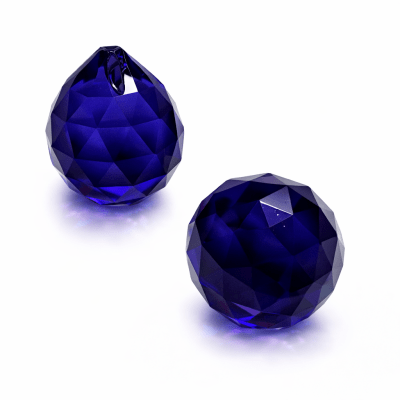 Prisma Vidrio Gota Facetada Azúl 32x30mm (Unidad)1