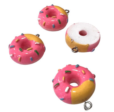 Colgante Acrílico Donut Rosa 2mm (Unidad)