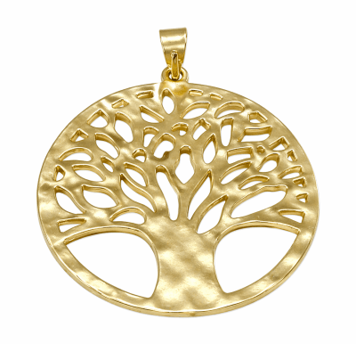 Colgante Bañado Oro Mate Árbol de la Vida Extendido (Unidad)