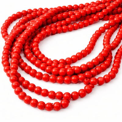 Agata Roja Encendida Lisa 4mm Redonda (Tira)1