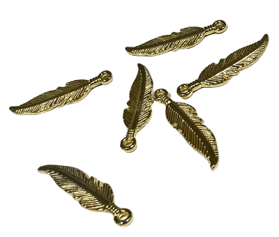 Colgante Metal Dorado Pluma (10 Unidades)