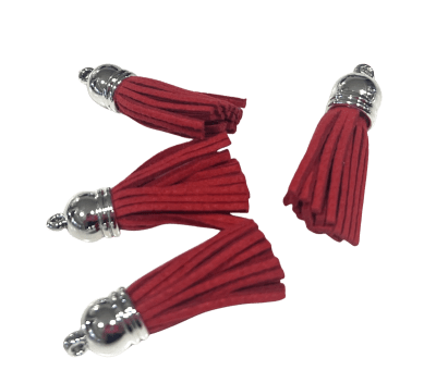 Borla Metal Gamuza Rojo Plateado Nº1 (Unidad)