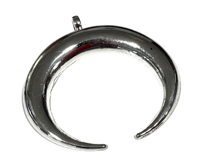 Base Collar Colgante Luna Invertida Metal Plateada XL 6 cms (Unidad)
