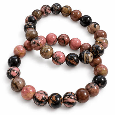 Pulsera Rodonita Natural Elasticada 10mm (Unidad)1