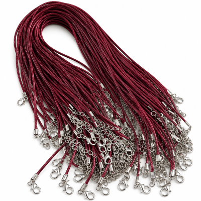 Collar Simil Cuero Burdeo 2mm Broche (Tira)1