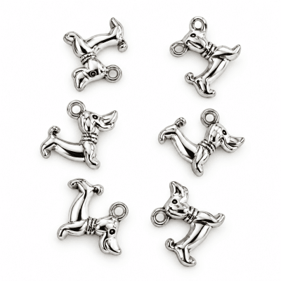 Colgante Metal Plateado Perrito 17x11mm (10 Unidades)1