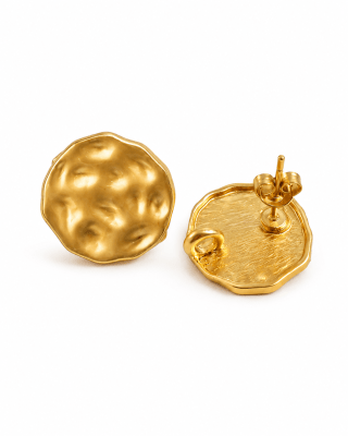 Base Aros Bañada Oro 18K Texturado Redondo (Par)