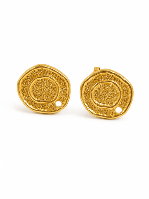Base Aros Bañada Oro 18K Texturado Circulos (Par)