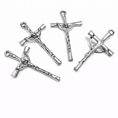 Cruz Metal Plateada 35x20mm (10 Unidades)