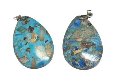 Colgante Jaspe Aqua Terra Blue Reconstituído 5x3cms (Unidad)