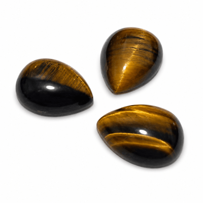 12x11mm Ojo de Tigre Natural Coubuchón Gota (Un)