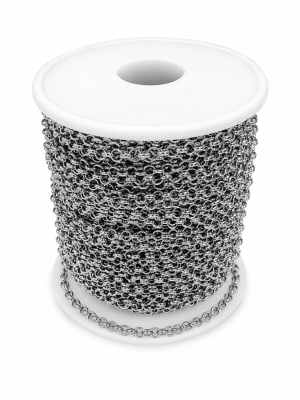 Cadena Metal Plateada Acero Rollo 3.0mm (Metro)