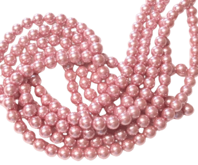 Perla Vidrio 6mm Rosa Claro Redondo (Tira)1