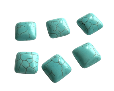 14X14mm Turquesa Reconstituída Coubuchón Cuadrado (Un)