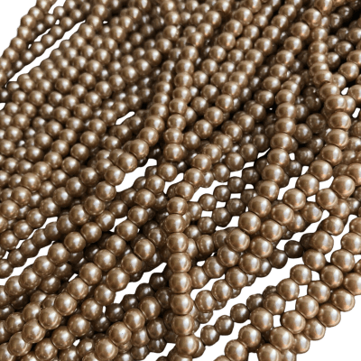 Perla Vidrio 4mm Light Brown Redondo (Tira)1