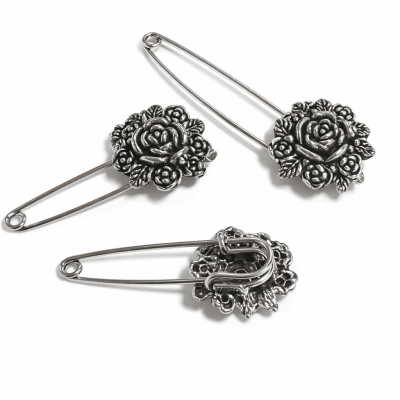 Alfiler Gancho Rosa Metal Plateado (Unidad)1