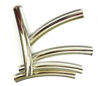 Tubo Plateado Curvo Liso 40.5x5mm (10 Unidades)