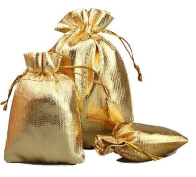Bolsa Organza Satín Metálico Dorado 9x7cms (Unidad)