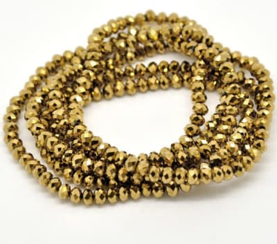 Cristal Electroplateado Dorado Rondelle 6x3mm (Tira)