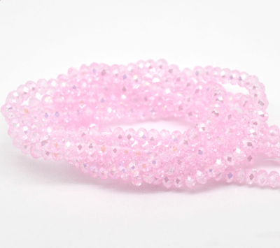 Cristal Rosa Satín Rondelle 4x3mm Extra Largo (Tira)