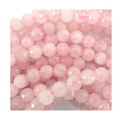 Cuarzo Rosa Facetado 10mm Redondo (Tira)1