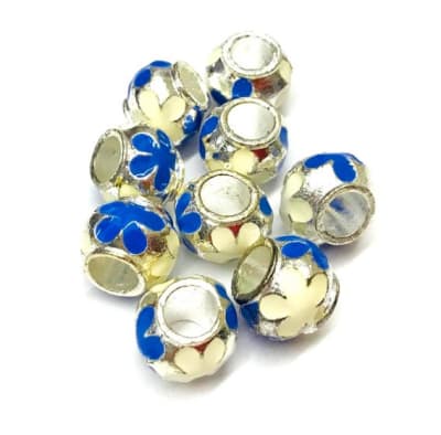 Pandora Metal Blanco Azúl 14mm (10 Unidades)