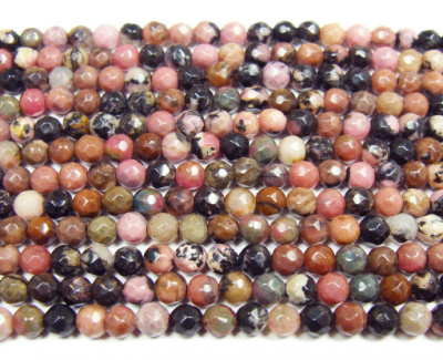 Rodonita Natural 4mm Facetada Redondo (Tira)