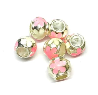 Pandora Metal Blanco Rosa 14mm (10 Unidades)