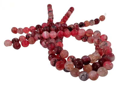 Agata Natural Vena Dragón 10mm Fucsia Redonda (Tira)