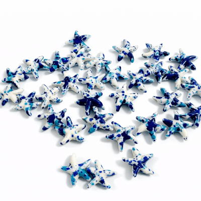 Estrella de Mar Cerámica Azúl Mix 15mm (10 Unidades)