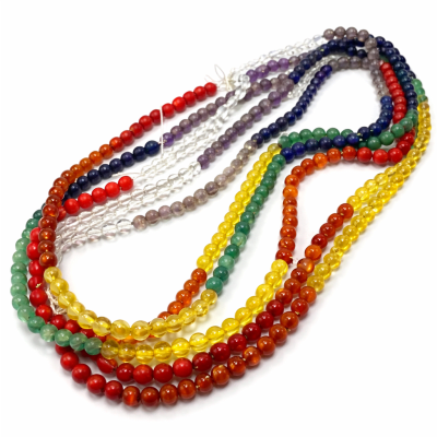 7 Chakras Piedras Naturales 4mm Redonda (Tira)