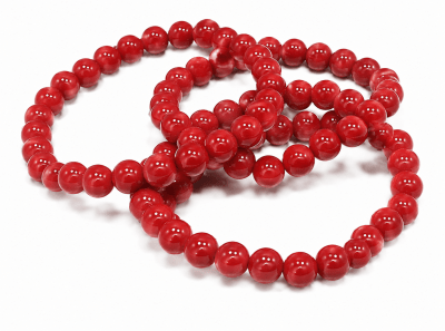 Pulsera Agata Roja Clara Elásticada 8mm (Unidad)