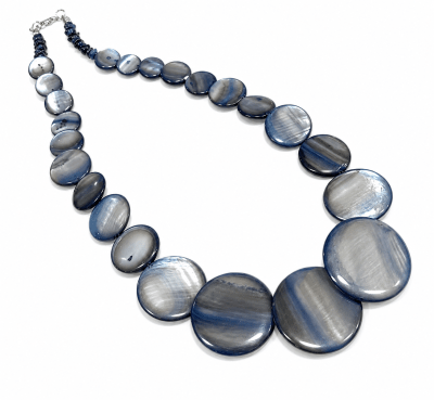 Collar Madre Perla Negra Disco Graduado 13 a 30mm (Tira)