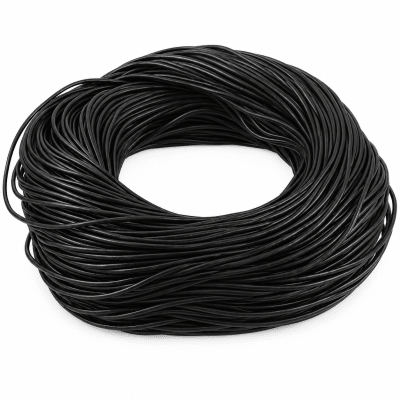 Cuero Natural Negro Redondo 2mm (Metro)