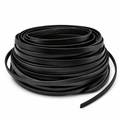 Lámina de Cuero Plano Negro 4x1,5mm (Metro)