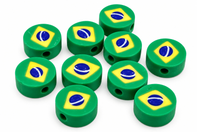 Divisor Fimo Redondo Bandera Brasil (10 Unidades)