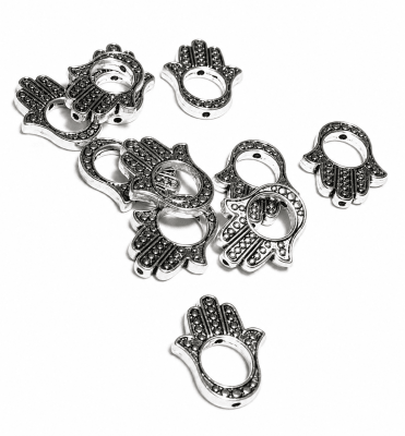 Colgante Plateado Mano Fátima 20mm Perforada (Unidad)