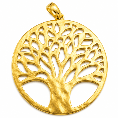 Colgante Bañado Oro Mate Árbol de la Vida Extendido (Unidad)