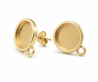Base Aros Bañada Oro 18K Circulo con Argolla (Par)