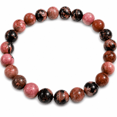 Pulsera Rodonita Natural Elasticada 10mm (Unidad)