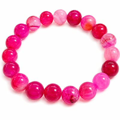 Pulsera Agata Fucsia Elasticada 10mm (Unidad)