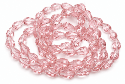 Cristal Rosa Transparente Teardrop 12x6mm (Tira)