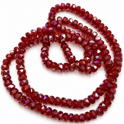Cristal Multifacetado Rojo Tornasol Rondelle 8x3mm (Tira)
